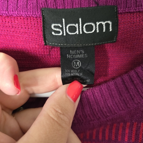 Slalom Vtg 80s Ski Sweater Colorful Geometric Mens Size M - Picture 4 of 4